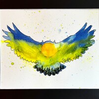 Great Horned Owl Forest Watercolor