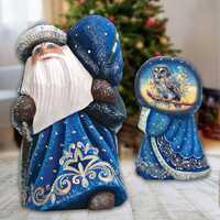 Hand-Painted Woodcarved Santa with Wise Owl – Christmas Decor- 8215563