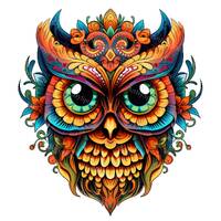 Sugar Skull Owl With Feathers-Dia de los Muertos Bohemian Floral,Transparent PNG Clipart-Printable S