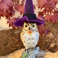 Vintage Woodsy Witchy Owl Collectible Norcrest Figurine or Cake Topper