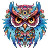 Sugar Skull Owl With Feathers-Dia de los Muertos Bohemian Floral,Transparent PNG Clipart-Printable S