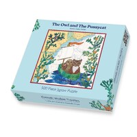 Owl and the Pussycat 500 piece jigsaw puzzle by Hannah Wisdom Textiles |coastal seaside Devon sea ch