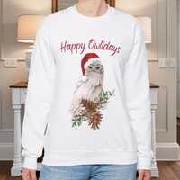 Christmas Owl sweatshirt, Nature Sweater. Cottage Core design, Gift for Owl Lover, Holiday Party att