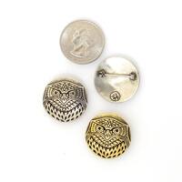 Watchful Vigilant Owl Design Brooch, a small original metal jewelry brooch with light weight safety 