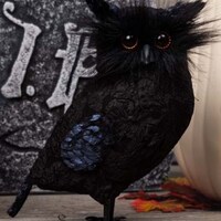 Lg. Halloween Owl Halloween Prop Feathered Owl