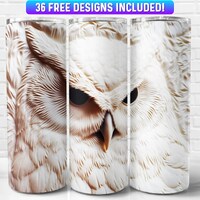 3d Owl Tumbler Wrap PNG Design, Owl 20oz & 30oz Skinny Tumbler Sublimation (+36 Free Designs)