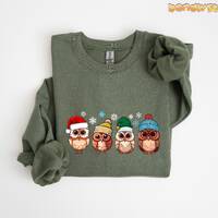 Cute Christmas Owl Sweatshirt | Owl Sweatshirt,  Owl Crewneck,  Owl Sweater, Owl Lover Gift,  Winter