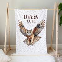 Personalized Owl blanket, Boy name blanket, Woodland blanket, Toddler Blanket, Custom name blanket, 