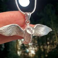 Sterling Silver Owl Pendant - Silver Owl Necklace, Spirit Animal Jewelry - A great Barn Owl Gift for
