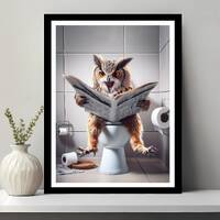 Owl Print, Bathroom art, Funny Bathroom Decor, Owl in Toilet, Animal in toilet, Owl Bathroom Art, To