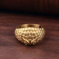 Gold OWL Ring Handcrafted Wise Animal Inspired Design Ring, Bird Head Ring Unisex Nature Jewelry Gif
