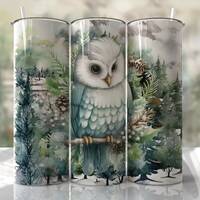Christmas - Owl - 20oz Skinny Seamless Tumbler Wrap PNG - Sublimation Tumbler Template - EmmePrintCo