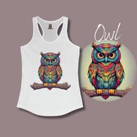 Owl Spirit Animal Zen Chilled Out Relaxed Women's Flowy Racerback Tank Top Singlet