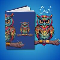 Owl Spirit Animal, Chilled Out Relaxed, Zen Personal Hard Backed Journal, Blue Notebook Book, Shadow
