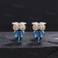 Unique Owl Stud Earrings Pear London Blue Topaz Earrings Antique Animal Inspired Citrine Earrings Mi