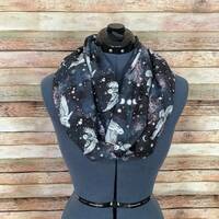 Winter Solstice Infinity Scarf / Owl / Scarf / Phases of the Moon / Forest / Gift / Flannel / Night