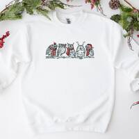 Whimsical Winter Owls Embroidered Crewneck Sweatshirt | Funny Christmas Sweatshirt | Gift for Her | 