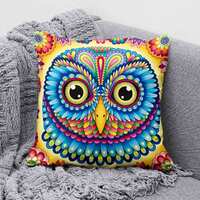 Owl Folk Art Pillow Christmas Home Decor Gift Animal Lover Gift Scandinavian Cushion Mothers Day Gif