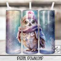 Winter Owl 20oz Skinny Tumbler Sublimation Design (Digital Download)