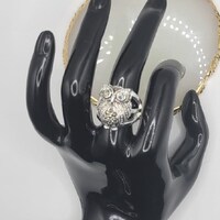 Silvertone Rhinestone owl Ring.