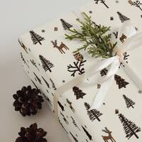 Wrapping Paper: Woodland - Deer, Owls, and Christmas Trees | Gift Wrap | Christmas | Holiday