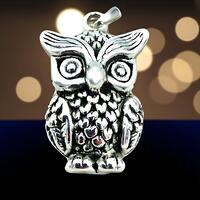 925 Sterling Silver Owl Pendant Necklace: Lightweight Bird Jewelry, Optional Adjustable Chain 1447