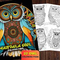 20 Owl Mandala Coloring Pages | Adults Coloring Pages | Simple Stress Relief | Coloring Book | Print