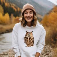 Owl Hoody for Owl Lover Gift Owl Hooded Sweatshirt Gift Idea for Animal Lover Owl Hoody Gift