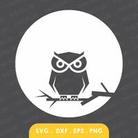 Owl and The Moon Svg Dxf Eps Png Files - Vinyl Cutting Night Owl Engraving Owl on Tree Clipart, Cric