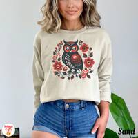 Owl Cottagecore Sweatshirt, Pressed Flowers Sweater, Vintage Forest Sweater, Forestcore Pullover, Wo