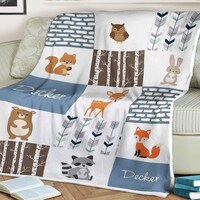 Bear fox owl deer blanket, personalized baby blanket, woodland baby blanket, custom baby blanket, gi
