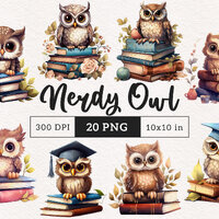 Bookworm owl clipart PNG Books clip art reading Sublimation Junk Journal Crafting Cartoon animal scr