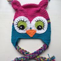 Crochet Owl Hat, Owl Character Hat, Ear Flap Owl Hat, Owl Costume Hat, Newborn-Adult Sizes, Handmade