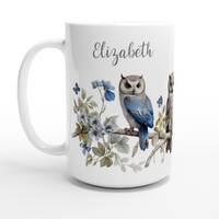 Personalized owl mug porcelain coffee tea latte mug cup for owl lovers