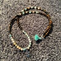 Amazonite with Owl Mala Necklace