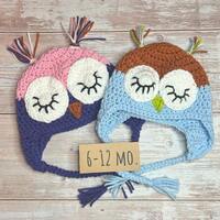 Sleepy Owl Hat - 6-12mo