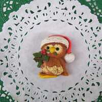Christmas magnet - Christmas Owl magnet - repurposed jewelry - vintage Hallmark magnet - Christmas d