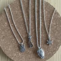 Silver Charm Pendants, Cat, Owl, Angel, Snowflake.