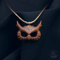 Owl Head Necklace, Wooden Owl Pendant, Gift for Her / Him, Animal Totem Birds, Wooden Jewellery