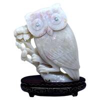 Amazing Carved Opal Owl 1740cts, Rare Beautifully Carved Large Piece on Ebony Base