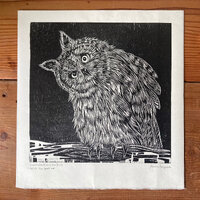 Owl woodblock print