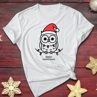Owl Christmas Tee. Owl Lover Gift. Festive Owl Shirt. Owl Xmas Tee. Holiday Owl Tee. Christmas Gift.