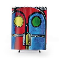 Owl Door, Shower Curtain,  Surreal, Abstract, Primitive