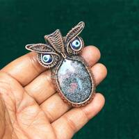 Copper Wire Wrapped Owl Pendant: Ruby Fall Gemstone Jewelry
