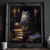 Victorian Gothic Owl Print: Vintage Oil Painting Style (Digital Download)