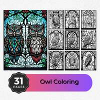 31 Owls Coloring pages - Intricate Designs for Relaxation and Creativity - Instant Download Digital 