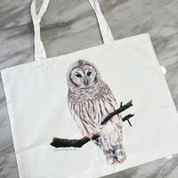 XL - "Barred Owl" Drawing - Double-Sided - 100% Cotton Tote Bag