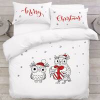 Merry Christmas Gift Christmas Owls Gift for Couples Housewarming Christmas Bedding Set Creative Gif