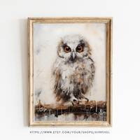 Spooky Owl Halloween Wall Art Print - Festive Digital Decor in Muted Colors WAS8P4