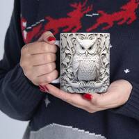 Cute Ceramic 3d Owl Mug, Handmade 3D Coffee & Tea Cups, Owl, Shiba Inu Dog, Cat, Panda Design, L